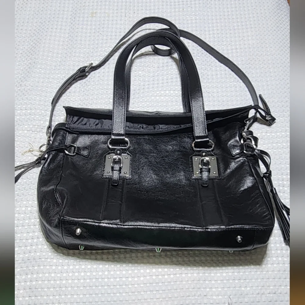 WILSON LEATHER EUC XL BLACK LEATHER BUSINESS TOTE WITH CROSSBODY STRAP
